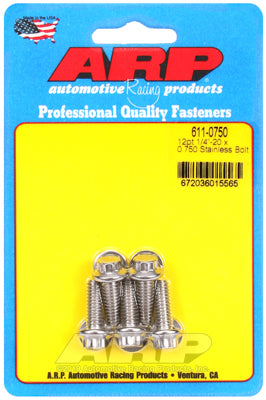 1/4-20 x 0.750 12pt SS bolts