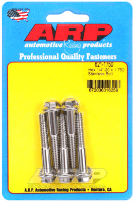 1/4-20 x 1.750 hex SS bolts