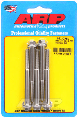 1/4-20 x 2.750 hex SS bolts