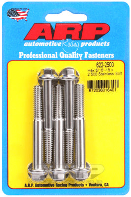 5/16-18 x 2.500 hex SS bolts