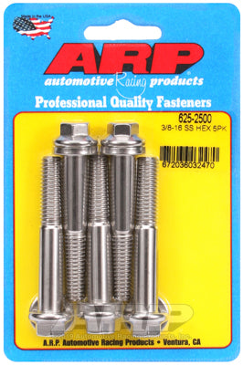 3/8-16 x 2.500 hex 7/16 wrenching SS bolts