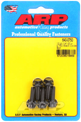 1/4-20 x 0.750 12pt black oxide bolts