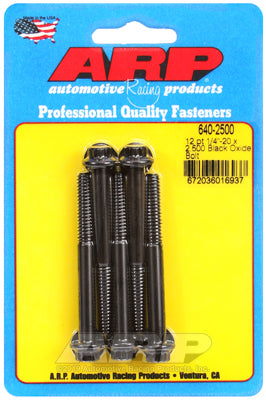 1/4-20 x 2.500 12pt black oxide bolts