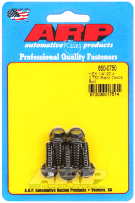 1/4-20 x 0.750 hex black oxide bolts