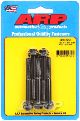 1/4-20 X 2.250 hex black oxide bolts