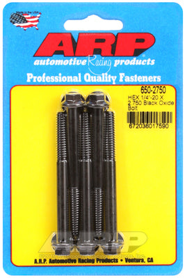 1/4-20 X 2.750 hex black oxide bolts