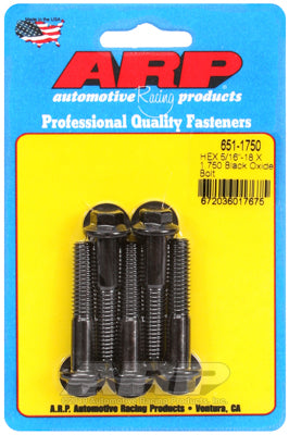 5/16-18 X 1.750 hex black oxide bolts