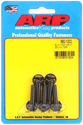 M6 x 1.00 x 25 hex black oxide bolts