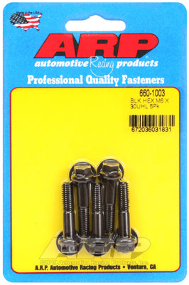 M6 x 1.00 x 30 hex black oxide bolts