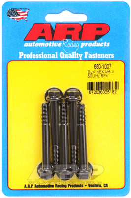 M6 x 1.00 x 50 hex black oxide bolts