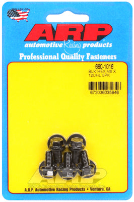 M6 x 1.00 x 12  hex black oxide bolts