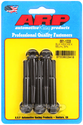 M8 x 1.25 x 55 hex black oxide bolts