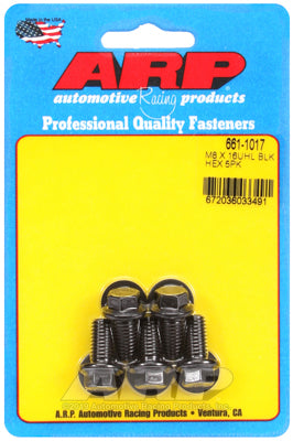 M8 x 1.25 x 16 hex black oxide bolts