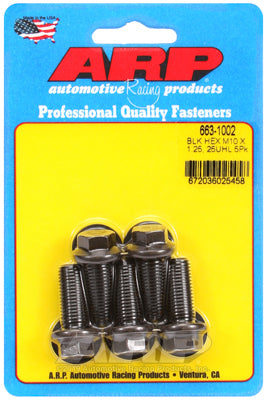 M10 x 1.25 x 25 hex black oxide bolts