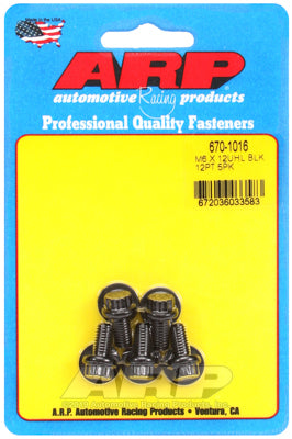 M6 x 1.00 x 12  12pt black oxide bolts