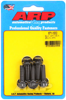 M8 x 1.25 x 25 12pt black oxide bolts