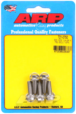 1/4-28 x .750 hex SS bolts