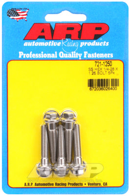 1/4-28 x 1.250 hex SS bolts