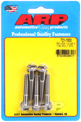 1/4-28 x 1.500 hex SS bolts