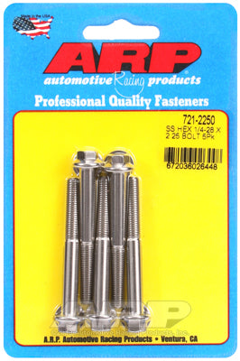 1/4-28 x 2.250 hex SS bolts
