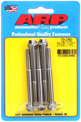 1/4-28 x 2.750 hex SS bolts