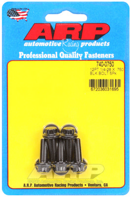 1/4-28 x .750 12pt black oxide bolts