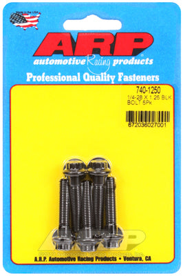 1/4-28 x 1.250 12pt black oxide bolts