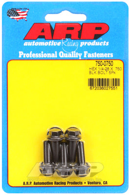 1/4-28 x .750 hex black oxide bolts