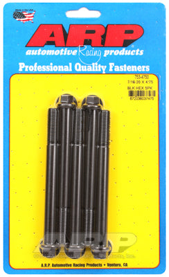 7/16-20 x 4.750 hex black oxide bolts