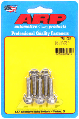 M6 x 1.00 x 25 hex SS bolts