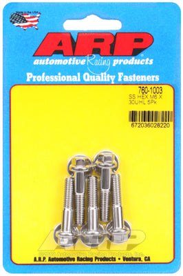 M6 x 1.00 x 30 hex SS bolts