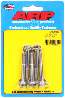 M6 x 1.00 x 45 hex SS bolts