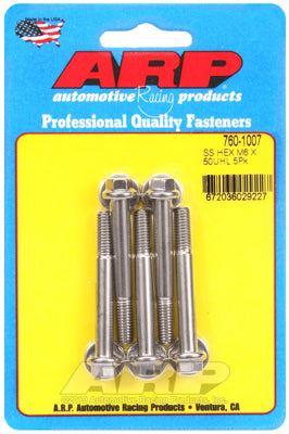 M6 x 1.00 x 50 hex SS bolts