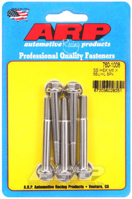 M6 x 1.00 x 55 hex SS bolts