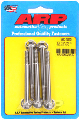 M6 x 1.00 x 65 hex SS bolts