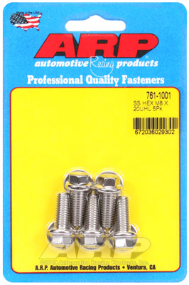 M8 x 1.25 x 20 hex SS bolts