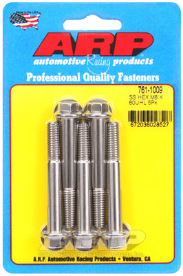 M8 x 1.25 x 60  hex SS bolts