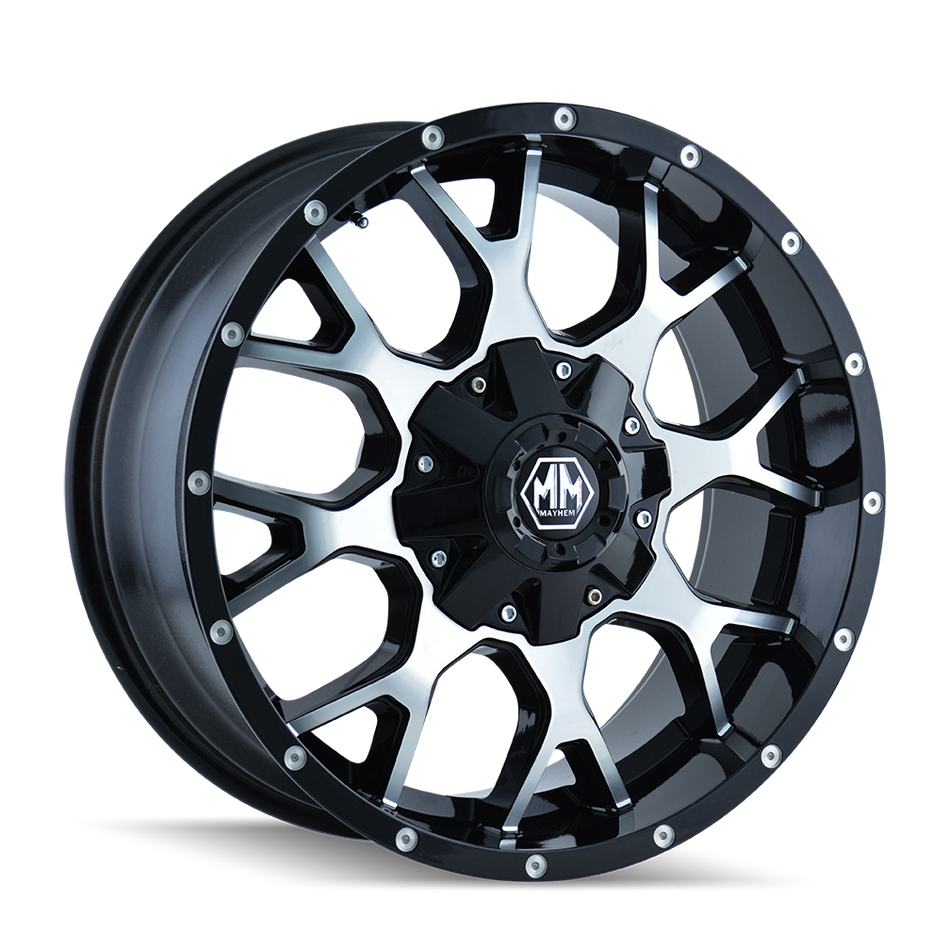 MAYHEM WARRIOR 8015 GLOSS BLACK MACHINED 18X9 8-180 18MM 124.1MM