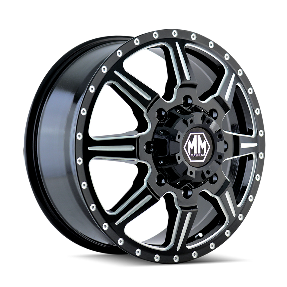 MAYHEM MONSTIR 8101 FRONT GLOSS BLACK MILLED 22X8.25 8-170 127MM 124.9MM
