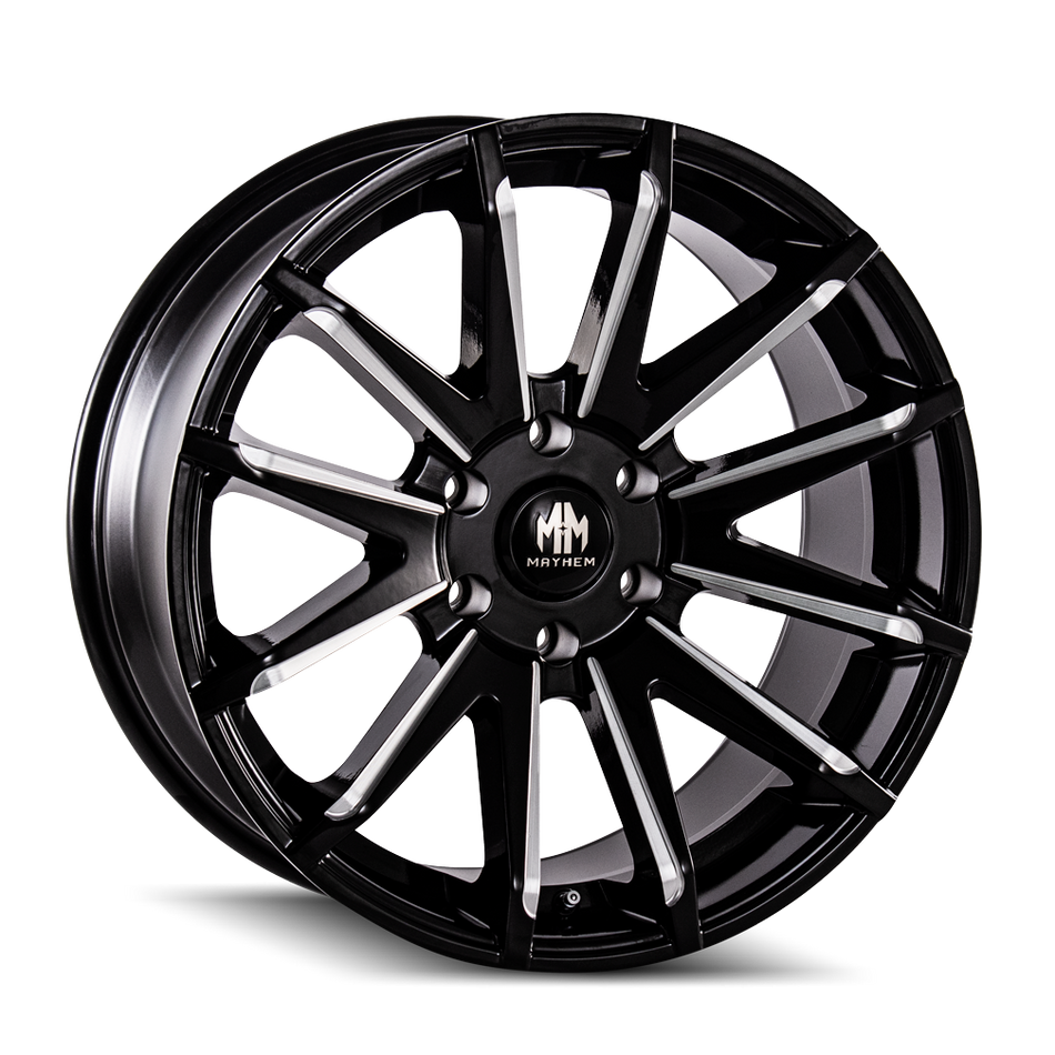 MAYHEM CROSSFIRE 8109 GLOSS BLACK MILLED 22X9.5 5-150 25MM 110MM