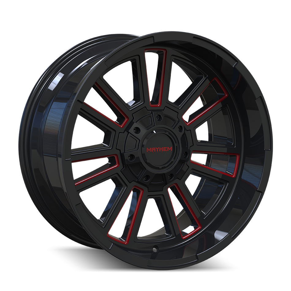 MAYHEM APOLLO 8115 GLOSS BLACK MILLED PRISM RED MILLED 20X9 5-127/5-139.7 0MM 87.1MM