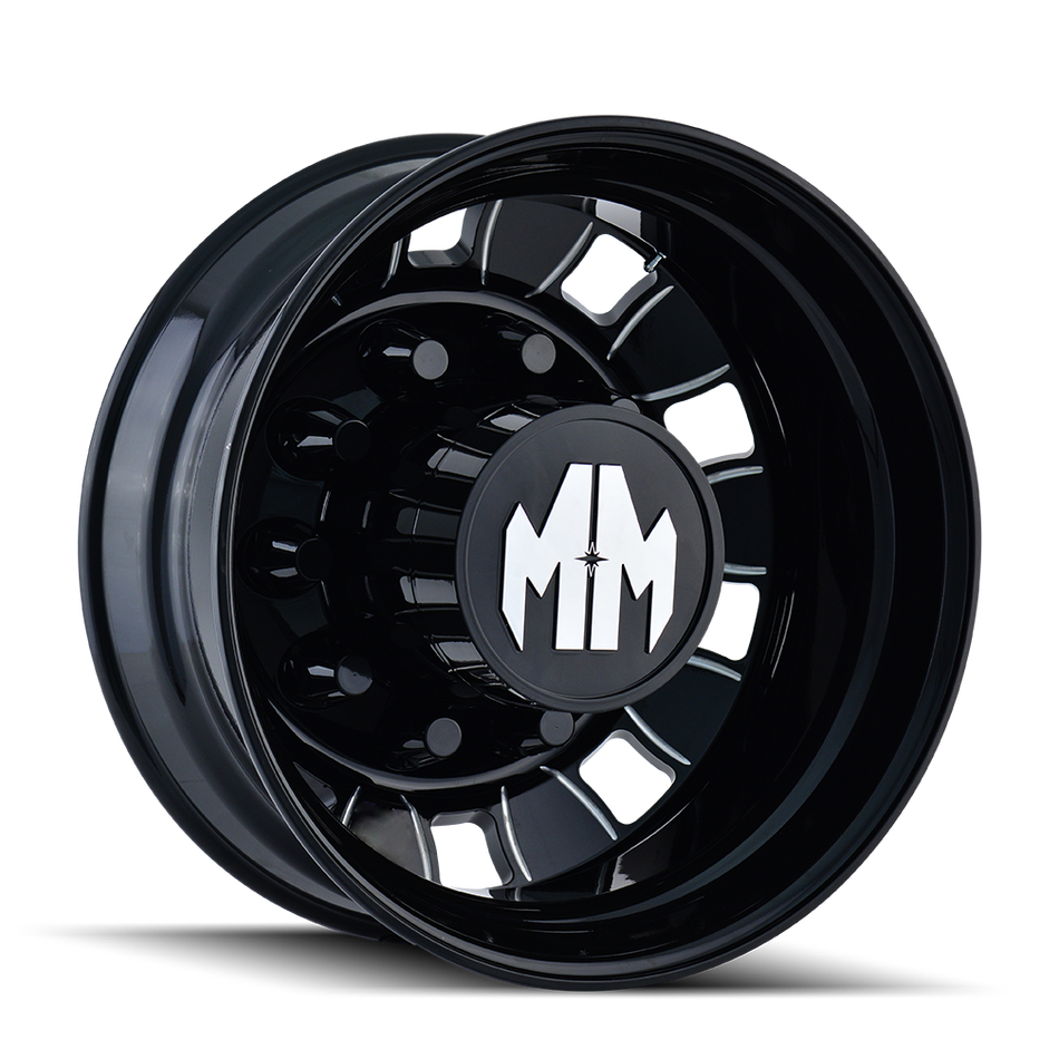 MAYHEM BIGRIG 8180 REAR GLOSS BLACK MILLED 22.5X8.25 10-285.75 169MM 220.1MM