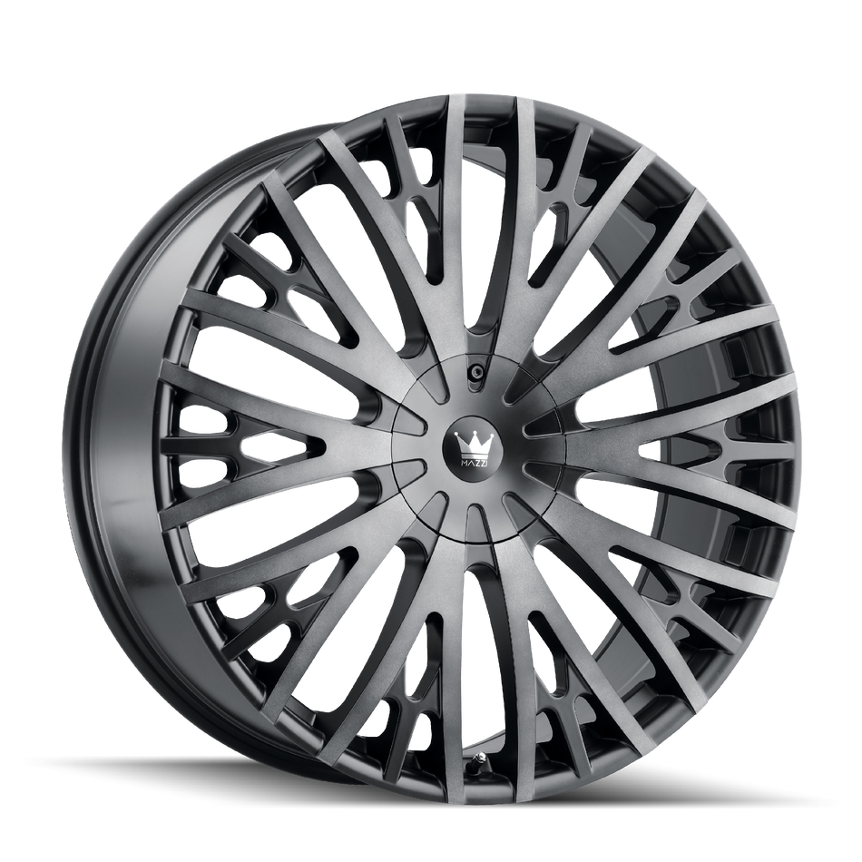 MAZZI TWIST TIE 373 MATTE BLACK MACHINED WITH DARK 20X8.5 5-112/5-120 35MM 74.1MM