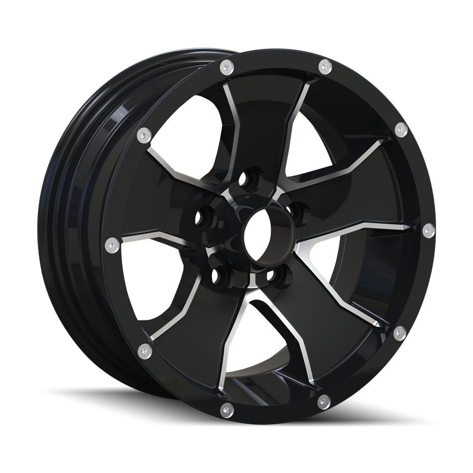 TRAILER WHEELS 14 GLOSS BLACK MACHINED 15X6 5-114.3 0MM 83.82MM