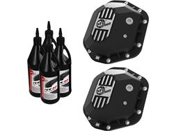 Differential Covers, Front and Rear, 10-Bolt, Aluminum, Black, w/Gear Oil, Dana 44, Jeep, Wrangler, Pair