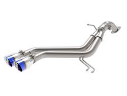 Exhaust Systems, Takeda, Rear Axle-back, Single In/Dual Out, Stainless Steel, Natural, Rear Center Exit, Polished/Blued Tips, for Hyundai, 1.6L, Kit