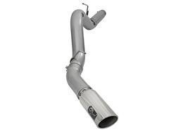Exhaust System, Large Bore-HD, Single, 409 Stainless Steel, DPF-Back, Polished 304 Aluminum Tip, Chevrolet, GMC, Diesel, Kit