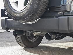 Exhaust Systems, Rebel Series, Rear Axle-back, Single In/Dual Out, Stainless Steel, Black, Split Rear Exit, Black Tips, Jeep, 3.6L, 3.8L, Kit