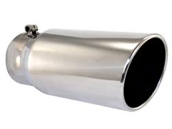 Exhaust Tip, Mach Force XP, Round, Bolt-on/Weld-on, Stainless, Polished, 4.00 in. Inlet, 5.00 in. Outlet, 12.00 in. Length, Each
