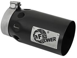 Exhaust Tip, Rebel XD, Round, Clamp-on, Stainless, Black Powdercoated, 4.00 in. Inlet Diameter, 5.00 in. Outlet, 10.00 in. Length, Each